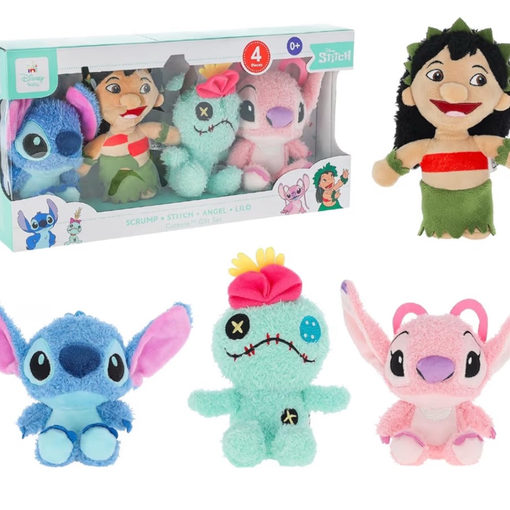 Disney Stitch and Friends Plush Set - Blue, Pink, Green